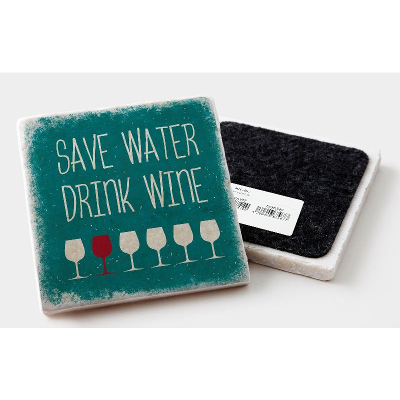 Posavasos de mármol "Ahorra agua bebe vino"