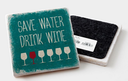Sottobicchiere in marmo "Salva acqua bevi vino"