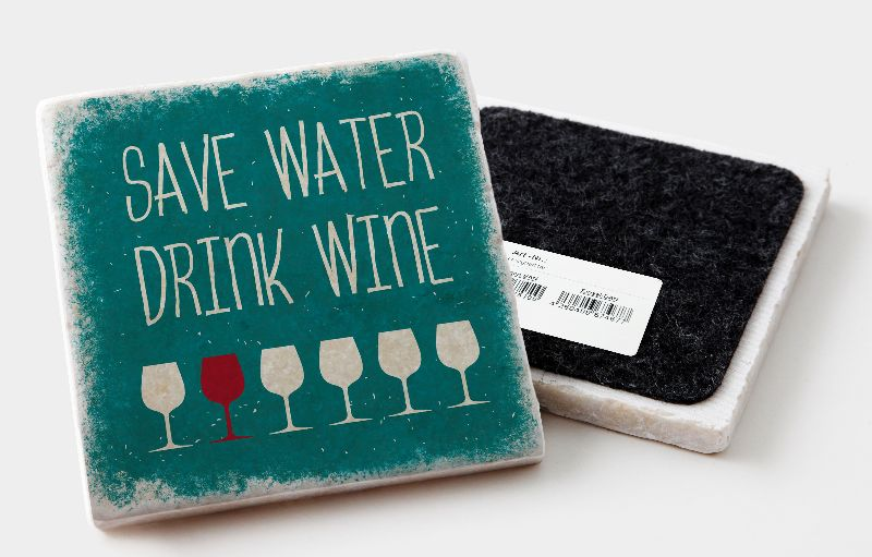 Sottobicchiere in marmo "Salva acqua bevi vino"