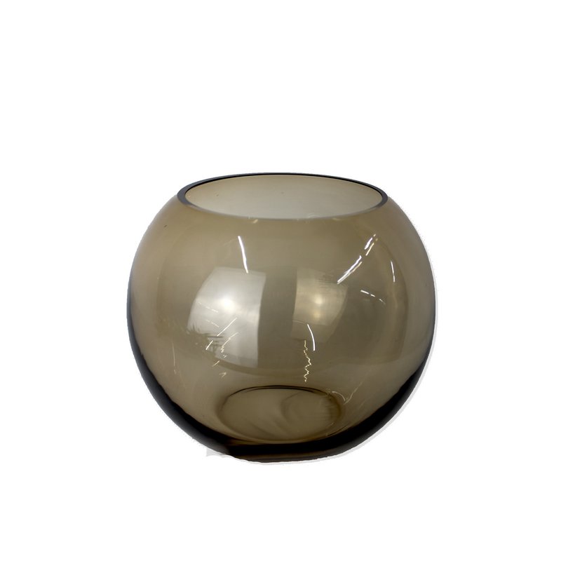 Vase glass round brown glass vase handmade ball vase low