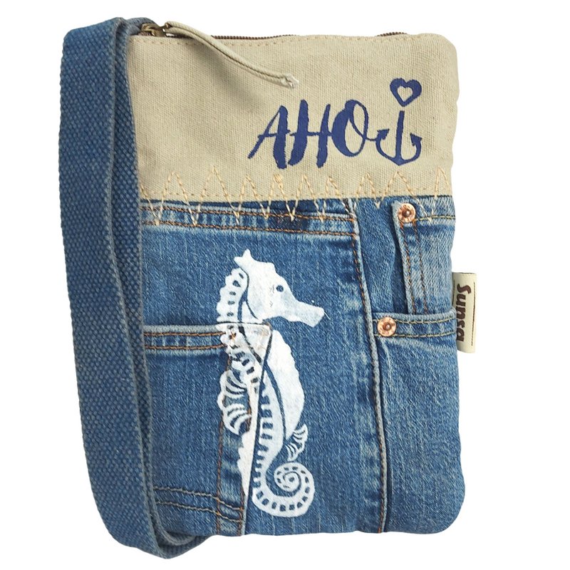 Sunsa dames schoudertas. Schoudertas in maritieme stijl. Canvas handtas. kleine crossbodytas voor dames.