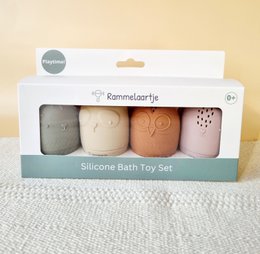 Set of 4 silicone bath toys Earth tones