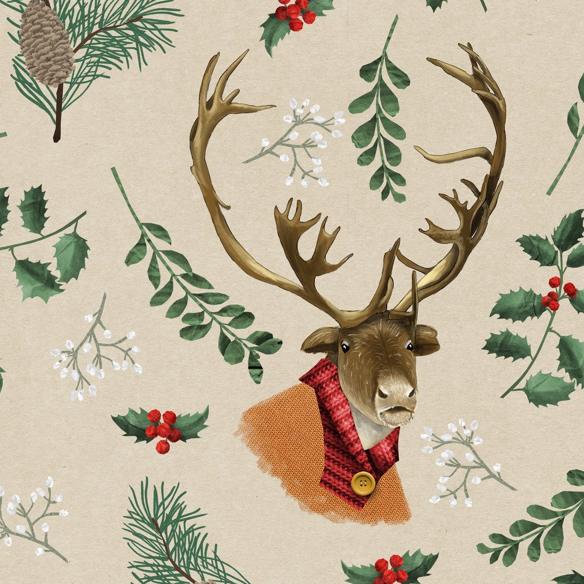 Geschenkpapier Weihnachten Rentier – Ricardo im Strickpulli (3er-Set)