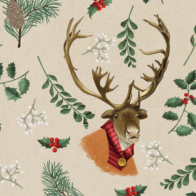 Geschenkpapier Weihnachten Rentier – Ricardo im Strickpulli (3er-Set)