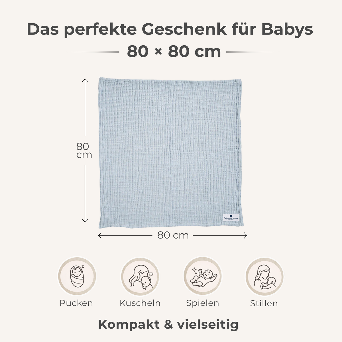 Blue 4 in 1 Muslin Baby Blanket