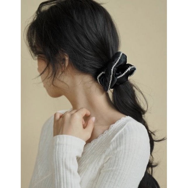 Coletero para el cabello deslumbrante 100% seda - 19 mm - Adorno de diamantes