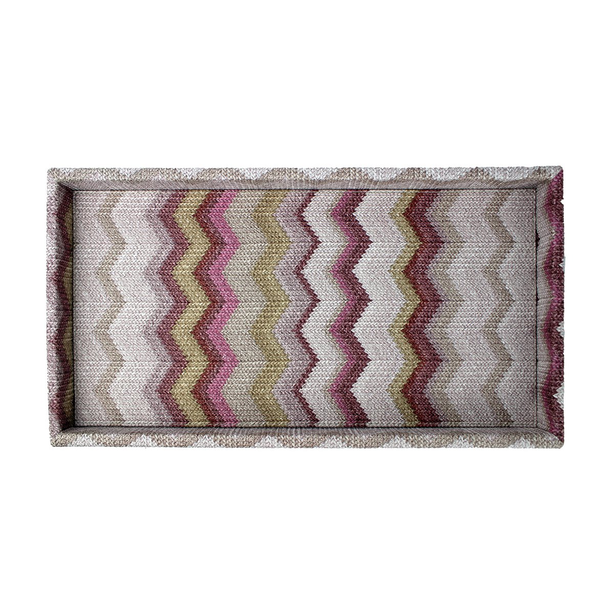 Tablet rechthoekig kunstmatig leer zigzag roze cosmetische lade