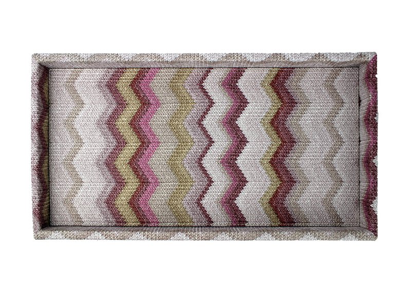 Tablet rechthoekig kunstmatig leer zigzag roze cosmetische lade
