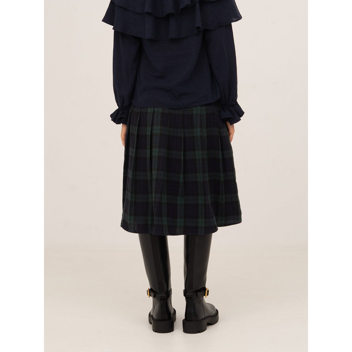 Evermore Plaid Blue and Red Pleated Skirt