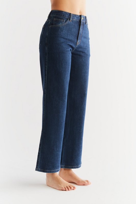 WE1009-231 | Damen Jeans med brede ben - Lapis Blue