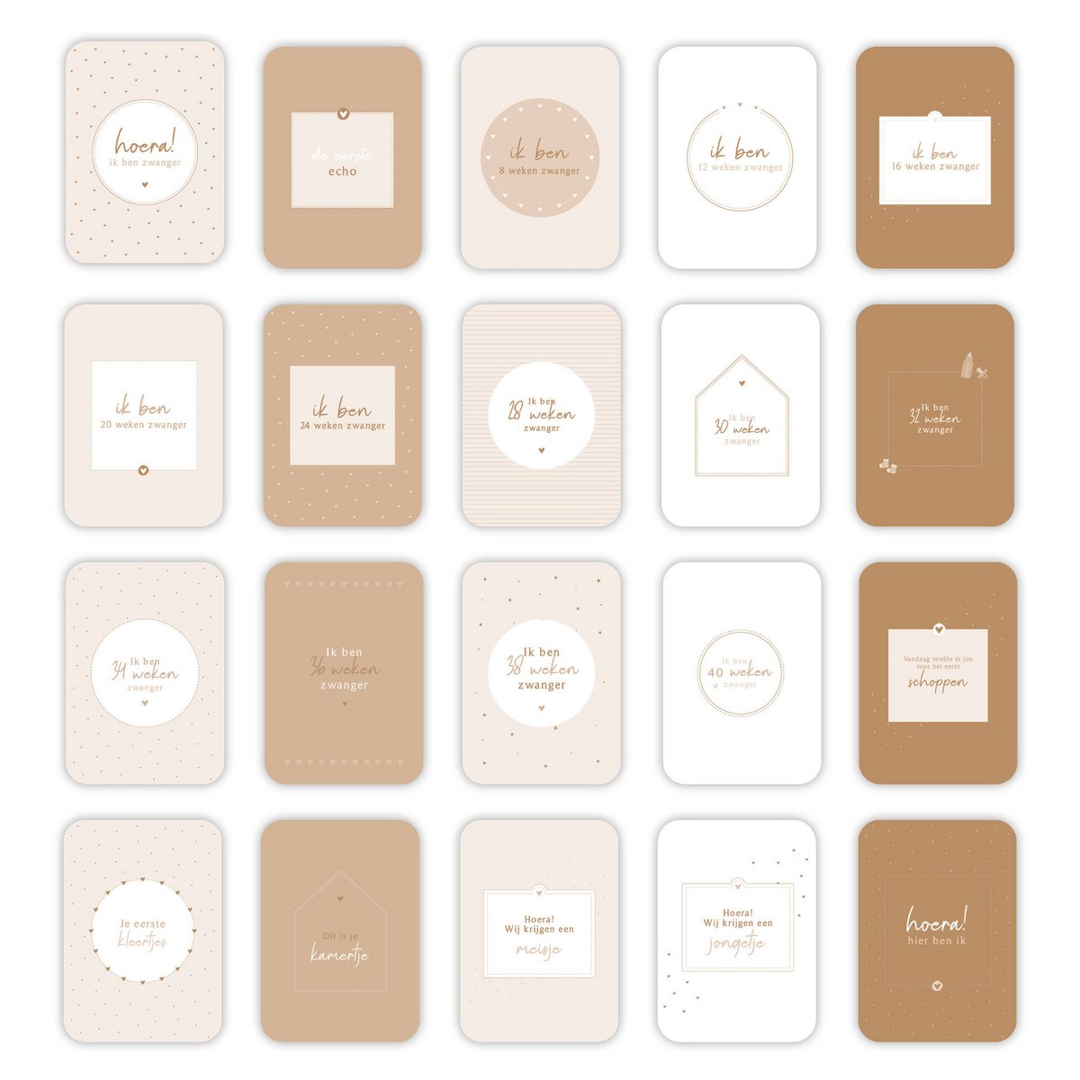 Fyllbooks Meilensteinkarten-Set Schwangerschaft – Beige