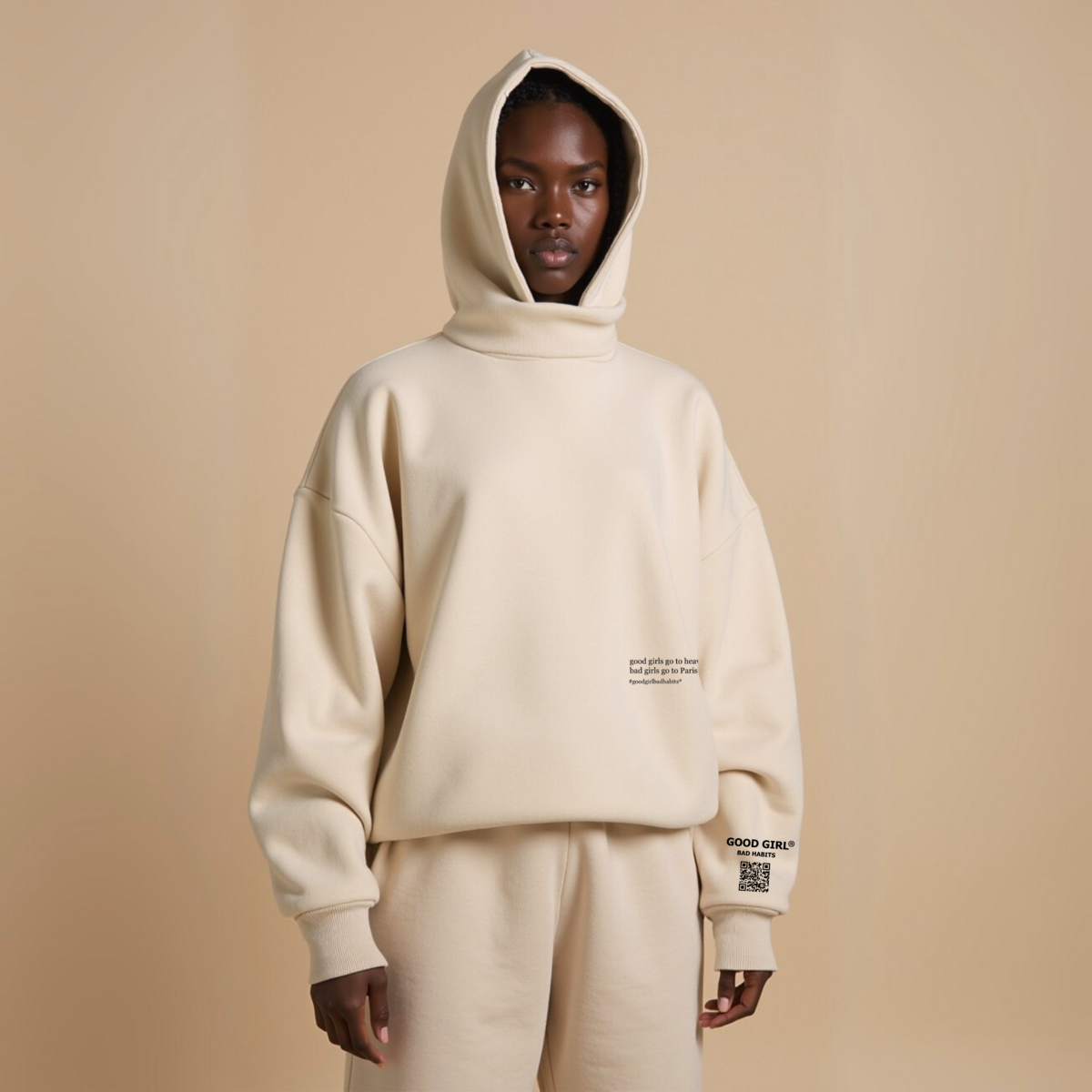 Hoodie "BAD GIRLS GO TO PARIS" - Beige