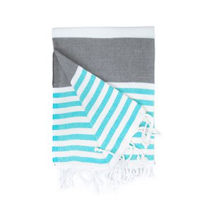 Hamam Marine Towel, 100% cotton, 100 x 180 cm. Anthracite/Turquoise