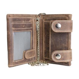 Billetera con cadena de cuero de color marrón claro