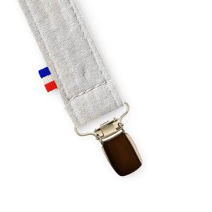 Pacifier Clip in Organic Cotton Teddy White