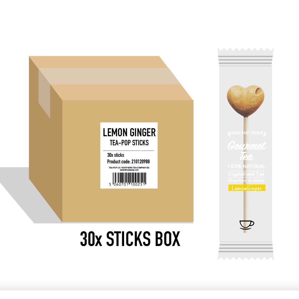 30 Zitronen-Ingwer-Tea-Pop-Sticks (ohne Verpackung und Tabletts)