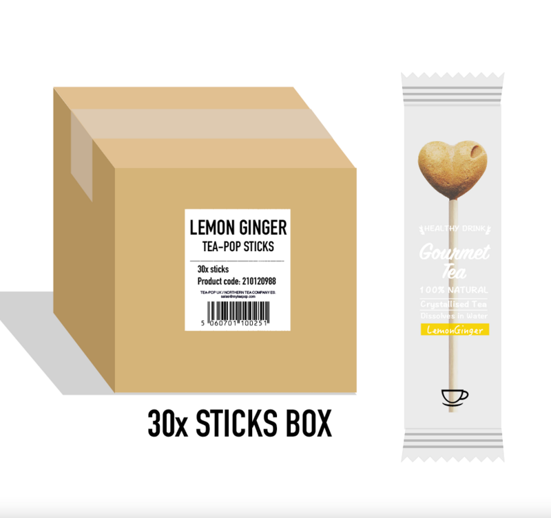 30 citron ingefær te-pop stænger (uden emballage og bakker)