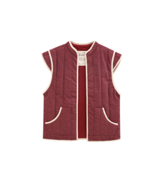 Paars corduroy vest voor meisjes met beige stippen P78-11604145