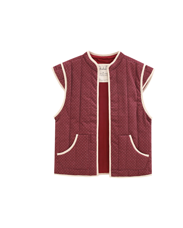 Paars corduroy vest voor meisjes met beige stippen P78-11604145