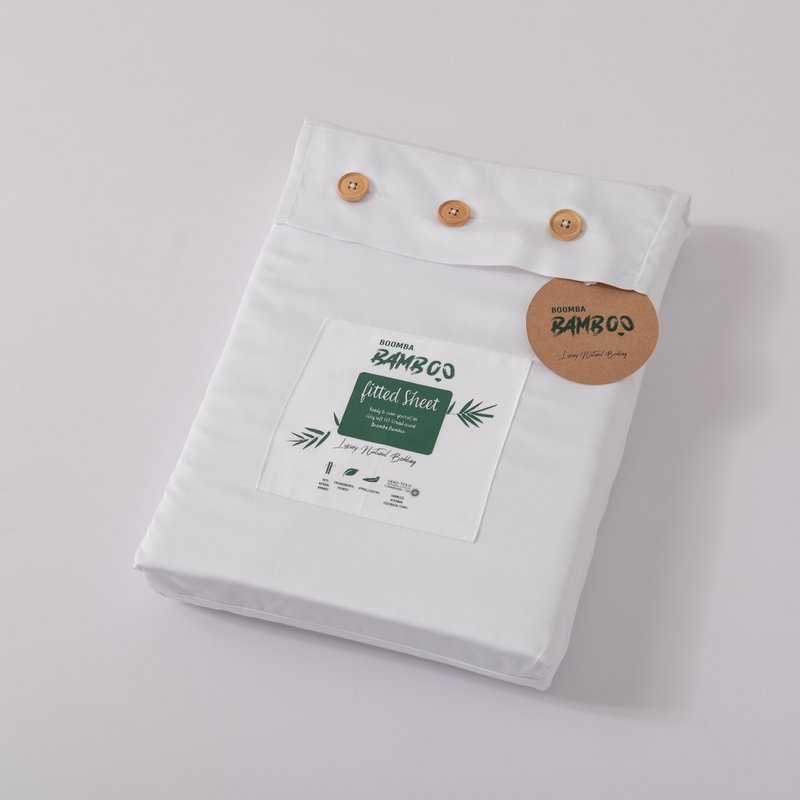 White Bamboo Split-Topper Fitted Sheet - (400TC Tanboocel) - Coco White