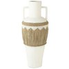 J-Line Vaas+Handvaten Motief Terracotta/Gras Wit/Naturel