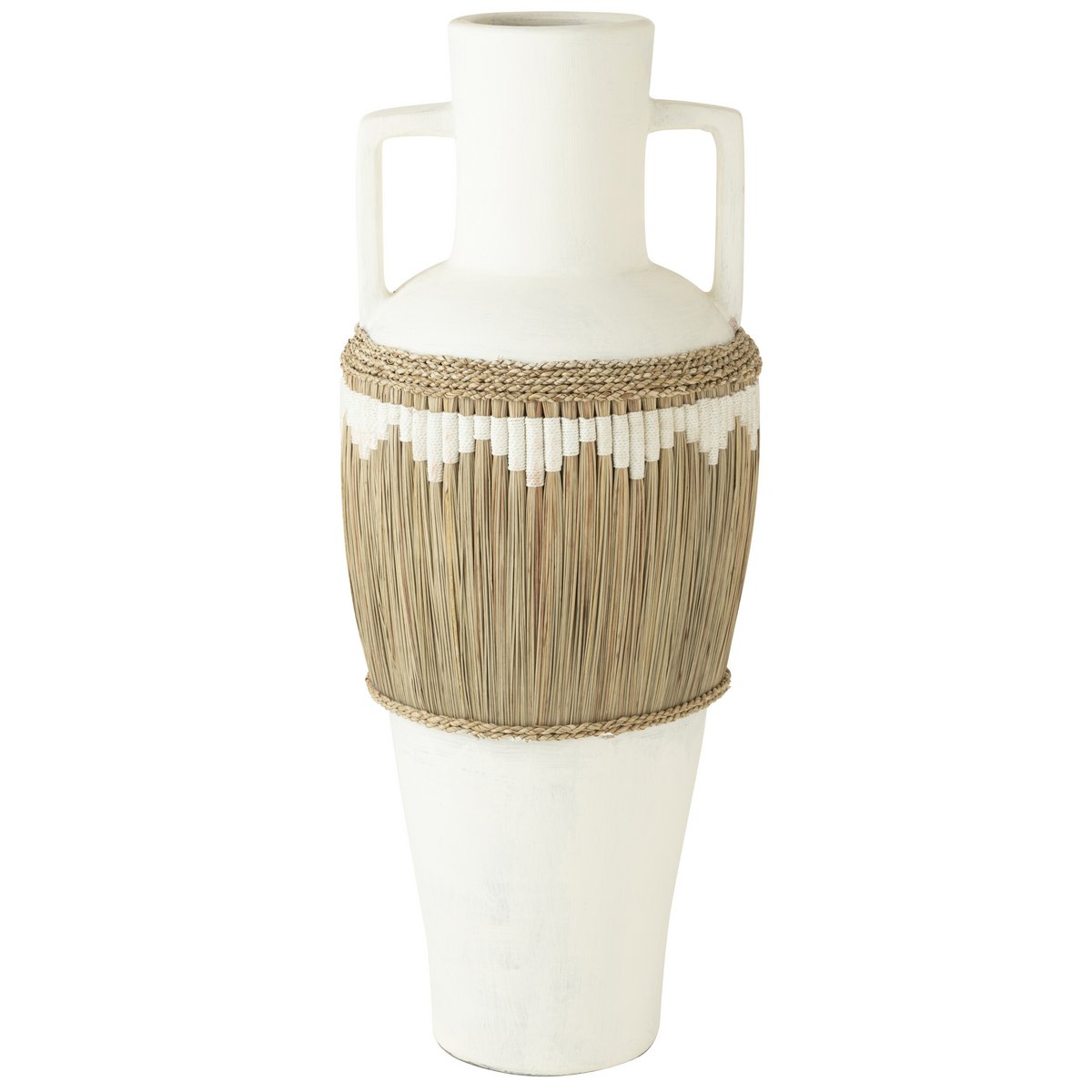 J-Line Vase+Handtag Motiv Terracotta/Græs Hvid/Natur