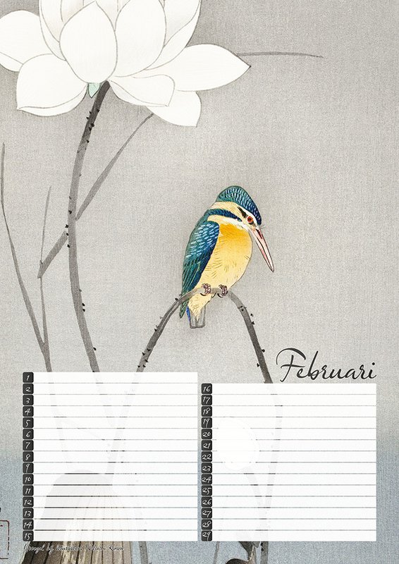 Calendrier d'anniversaire Estampes d'oiseaux du maître japonais Koson