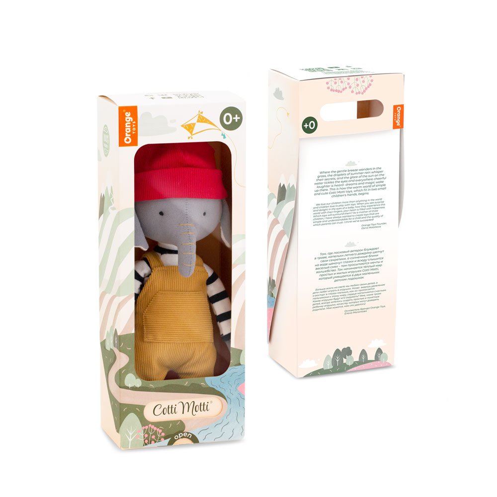 Bomuld plys legetøj, Cotti Motti, Ali the Elephant (30cm)