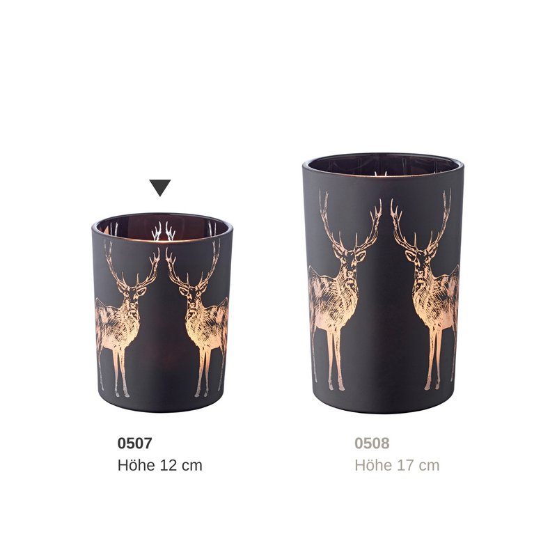 EDZARD theelichthouder Tiu, mat zwart glas, hoogte 13 cm