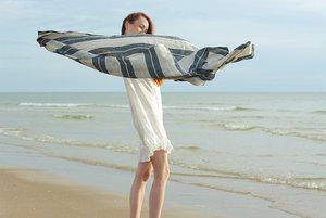 Linen Huckaback Beach Towel