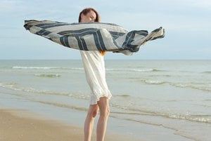 Linen Huckaback Beach Towel