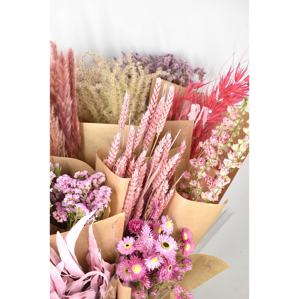 Bland tørrede blomster - pink - 15 sorter