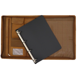 Étui d'écriture en cuir A4 - Dossier de conférence - Dossier de documents A4 - Pochette pour tablette et pochette pour ordinateur portable - Classeur à anneaux amovible