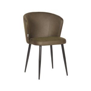 Silla de Comedor Hazer Wave - Army - Cuero Artificial - Estructura de Metal Negro 58 x 85 x 60 cm