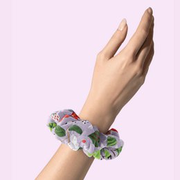 Chouchou en velours doux au toucher - Motif floral