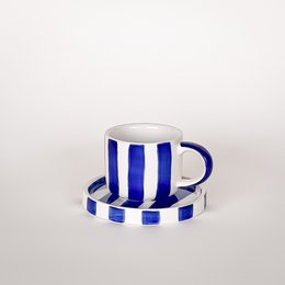 Espresso Tasse Strepen – zeeblauw