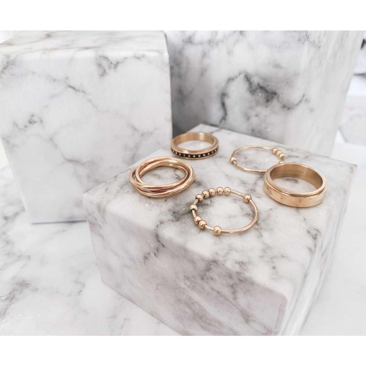R1067 Rolling Anxiety Fidget Ring Rose Gold Stålfarve