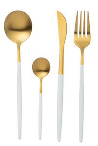 J-Line Besteck – Edelstahl – Gold/Weiß – Karton mit 24 Stück