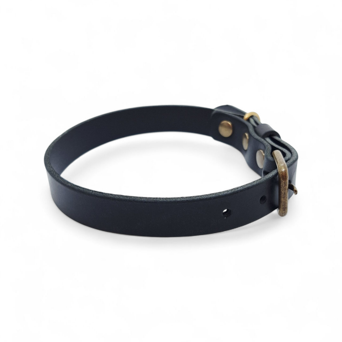 No Fus Collar Dog Leather Nero