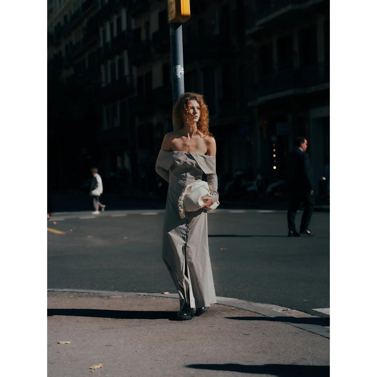 Bardot Brown Striped Off Shoulder Maxi Dress