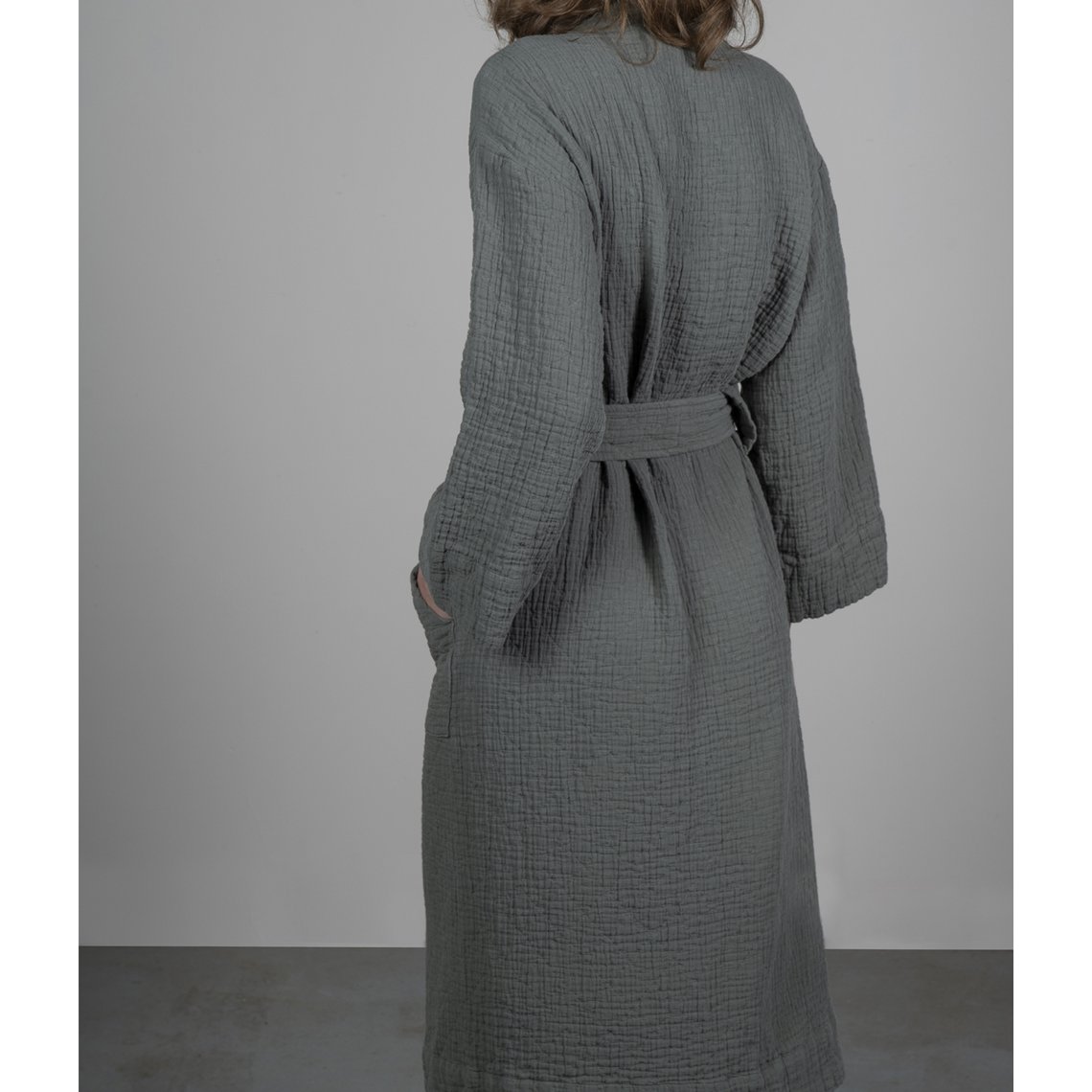Cotton bathrobe Orion Solid Iceland moss