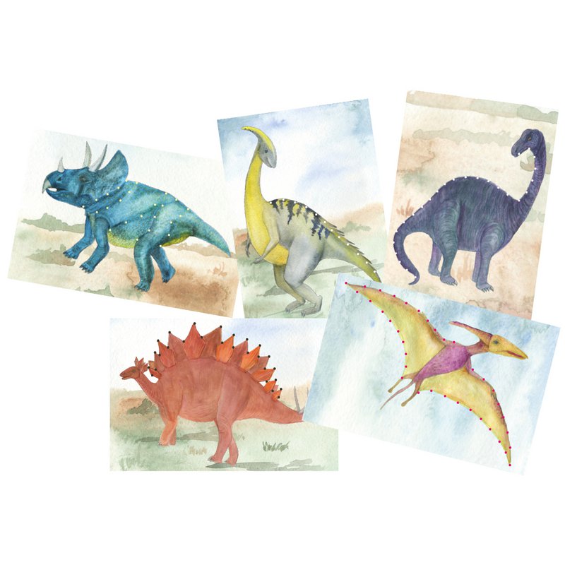 Set de manualidades Prick-Stick 'Dinos' Prickling + bordado