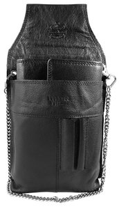 Leonardo Verrelli, genuine leather waiter's wallet, with pocket and chain, tuck lock closure, black