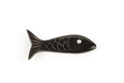 Set of 6 fish knife-holders in plain black horn