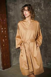Bademantel Kimono Chess IQ Zimt