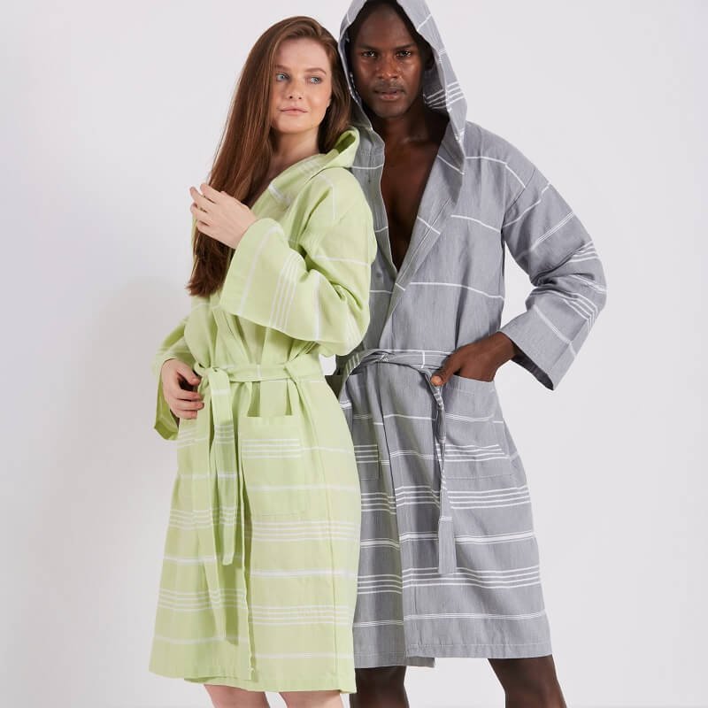 Trendy unisex Hammam badekåbe i bomuld
