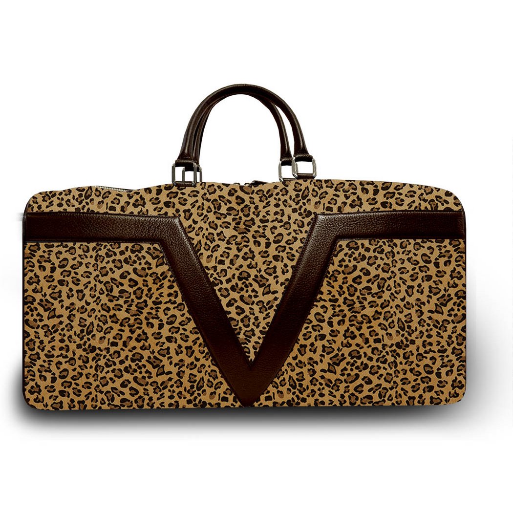 Borsa da viaggio VISTA LAGO. Collezione iniziale - Leopard - Liserets in pelle gialla