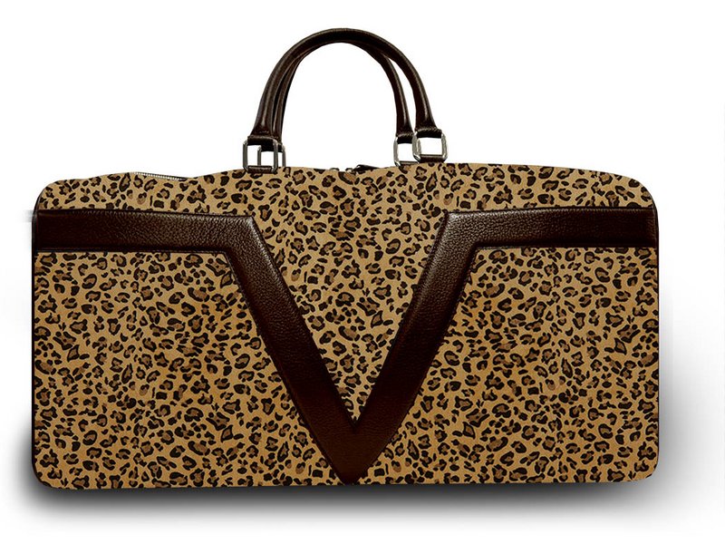 Borsa da viaggio VISTA LAGO. Collezione iniziale - Leopard - Liserets in pelle gialla