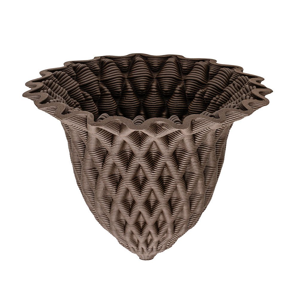 Piano B Positivo nero - il vaso stampato in 3D in terracotta autoinnaffiante.