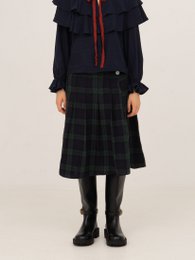 Evermore Plaid Blue and Red Pleated Skirt